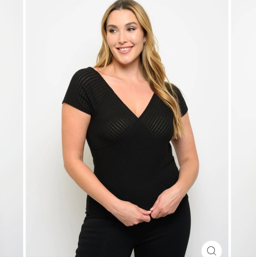 🌼Plus Size V-Neck Wrap Short Sleeve Top🌼